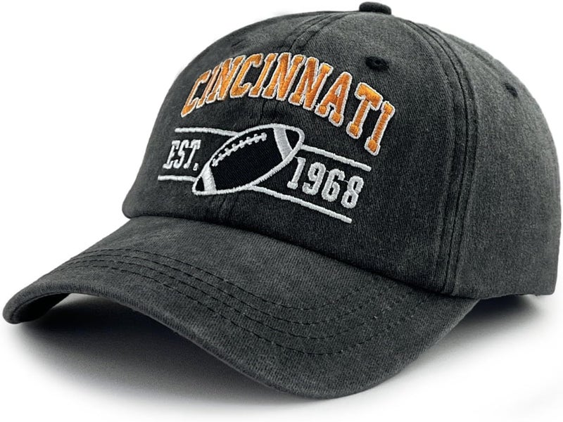 Terojnkl Embroidered City Football Hat for Men Women, Adjustable Unisex Cotton Fans Baseball Cap - Image 2
